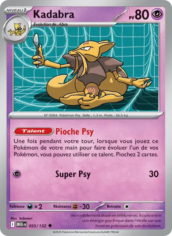 Carte Pokémon Kadabra #055 — Méga-Évolution