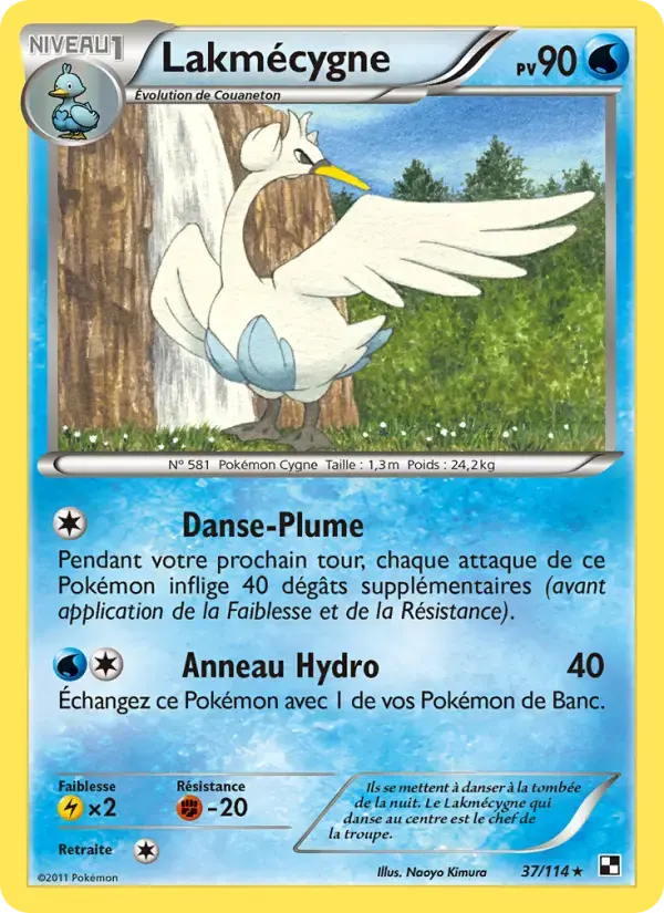 Carte Pokémon Lakmécygne #37 — Noir et Blanc