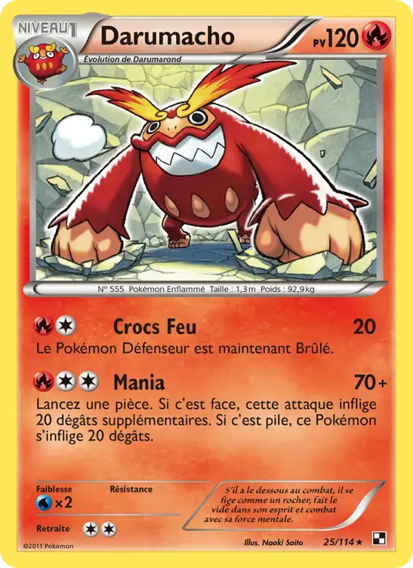 Carte Pokémon Darumacho #25 — Noir et Blanc