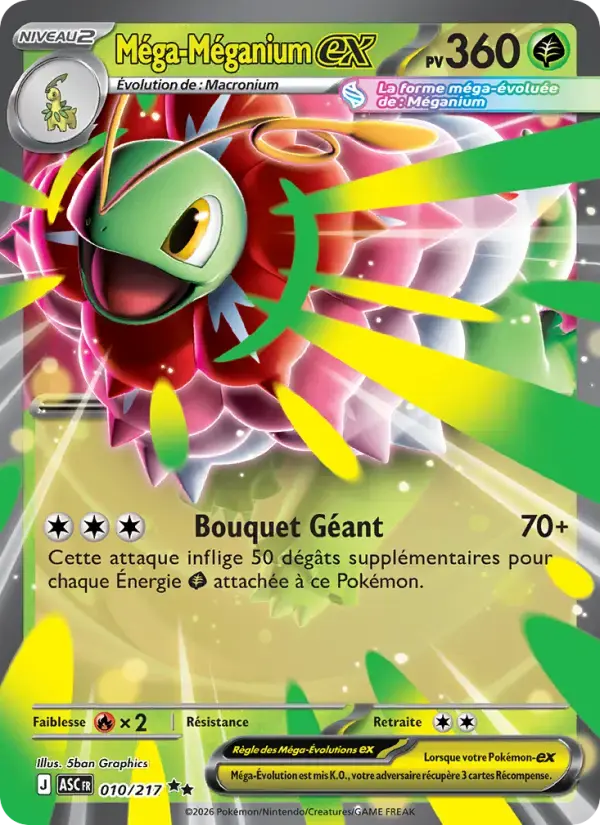 Carte Pokémon Méga-Méganium-ex #010 — Héros Transcendants