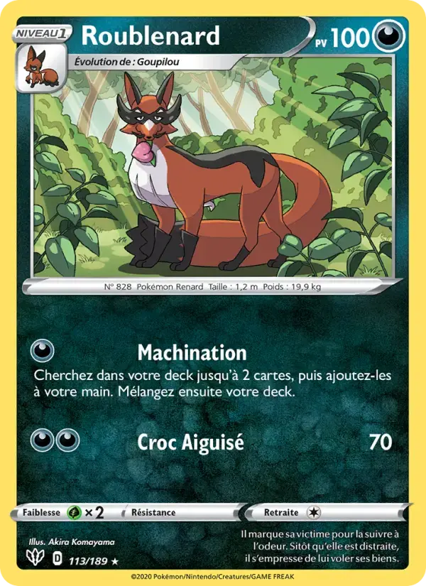 Carte Pokémon Roublenard #113 — Ténèbres Embrasées