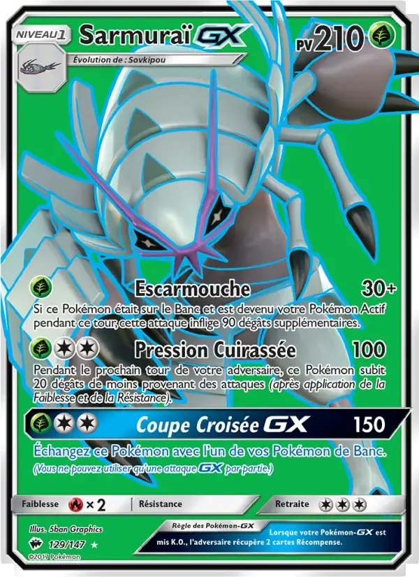 Carte Pokémon Sarmuraï GX #129 — Ombres Ardentes