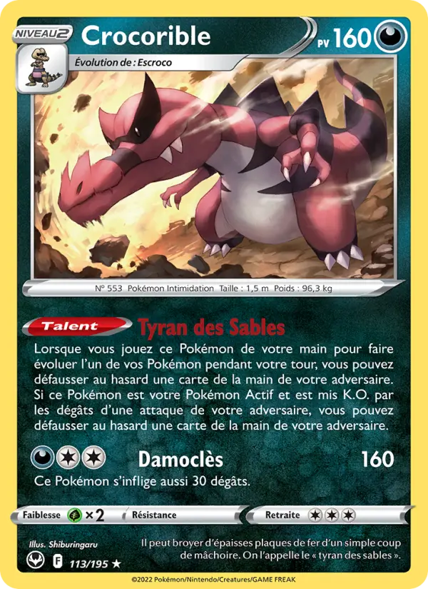 Carte Pokémon Crocorible #113 — Tempête Argentée