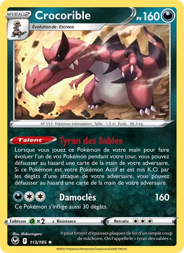 Carte Pokémon Crocorible #113 — Tempête Argentée