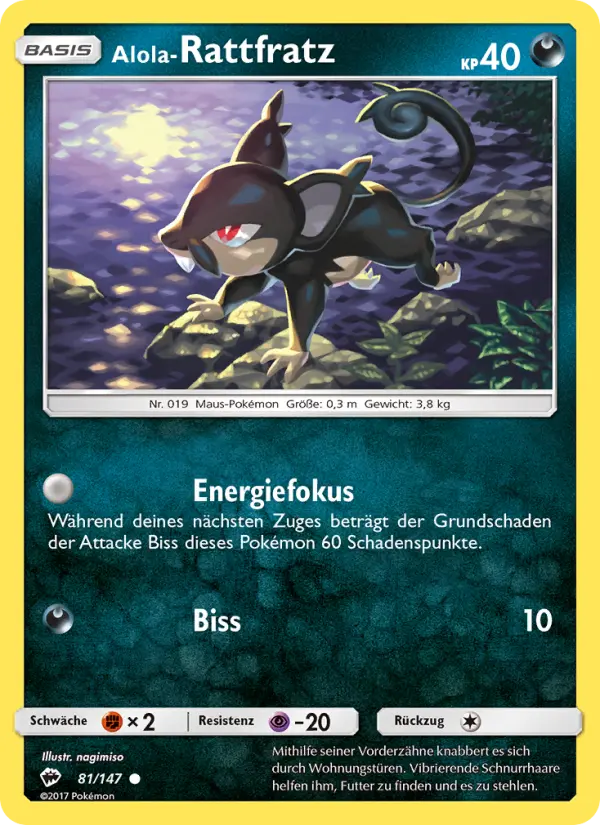 Carte Pokémon Rattata d’Alola #81 — Ombres Ardentes