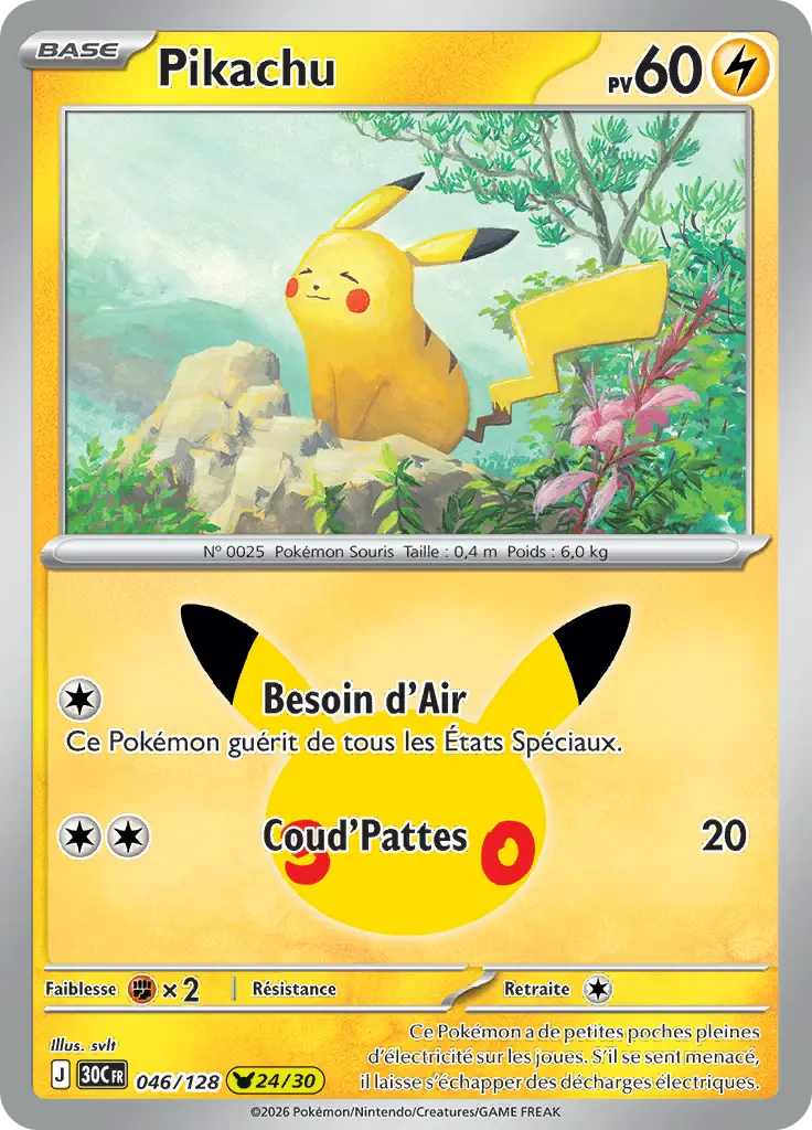 Carte Pokémon Pikachu #046 — 30ᵉ Anniversaire