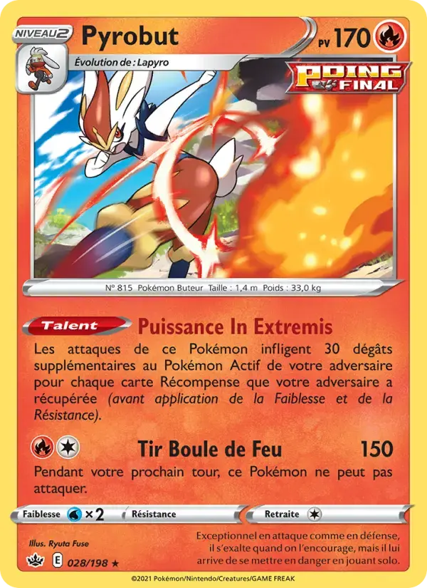 Carte Pokémon Pyrobut #28 — Règne de Glace