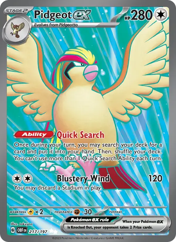 Pidgeot ex #217 — Obsidian Flames