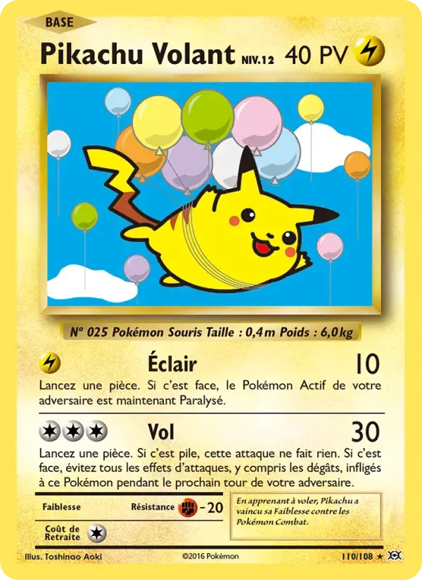Carte Pokémon Pikachu Volant #110 — Évolutions XY