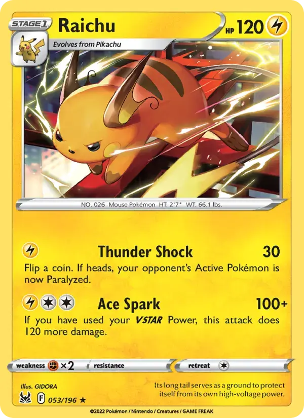 Raichu #053 — Lost Origin