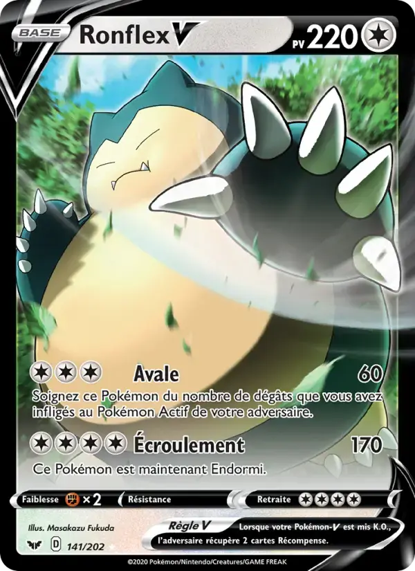 Carte Pokémon Ronflex V #141 — Épée et Bouclier