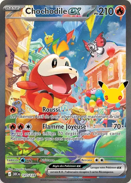 Carte Pokémon Chochodile-ex #147 — 30ᵉ Anniversaire