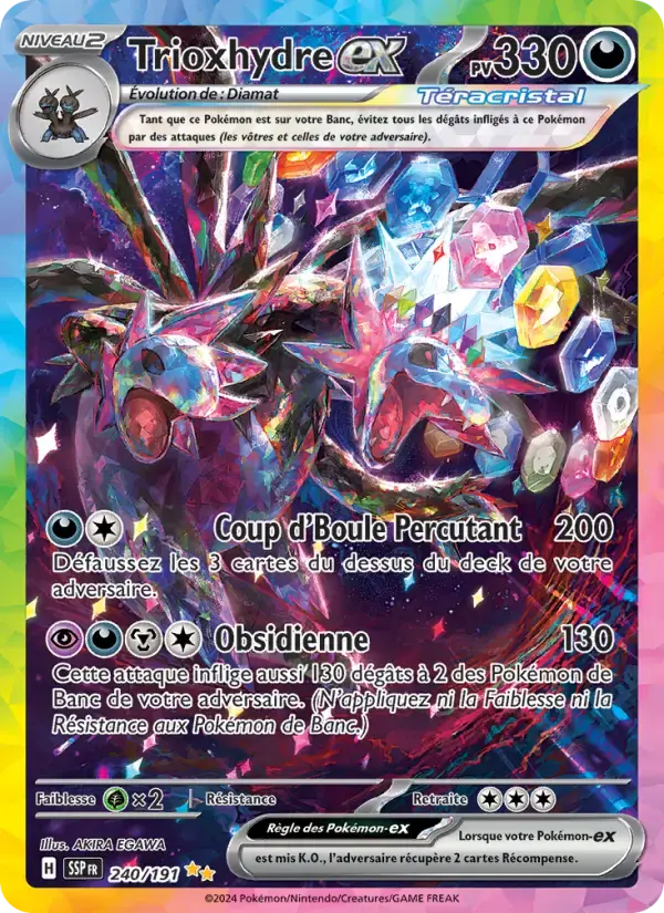 Carte Pokémon Trioxhydre-ex #240 — Étincelles Déferlantes