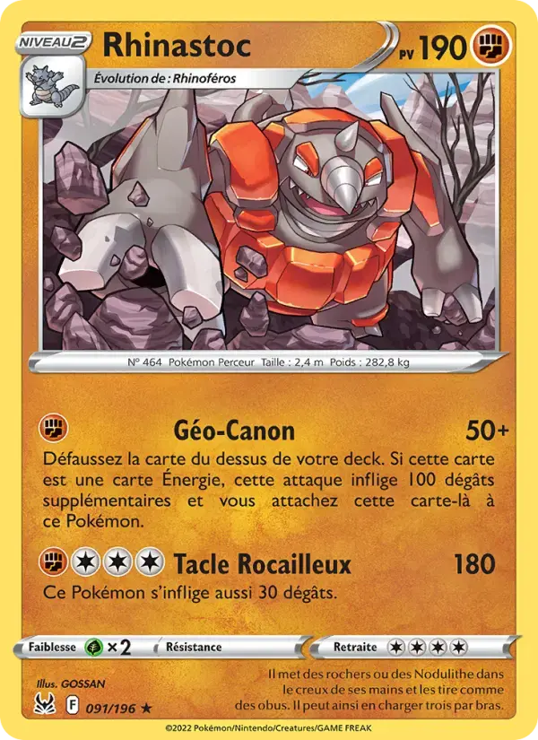 Carte Pokémon Rhinastoc #091 — Origine Perdue