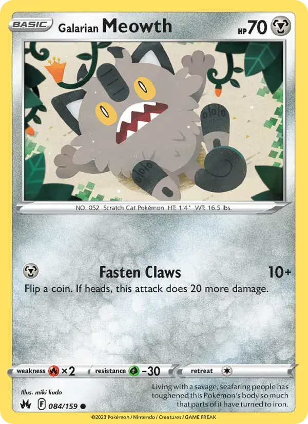 Galarian Meowth #084 — Crown Zenith