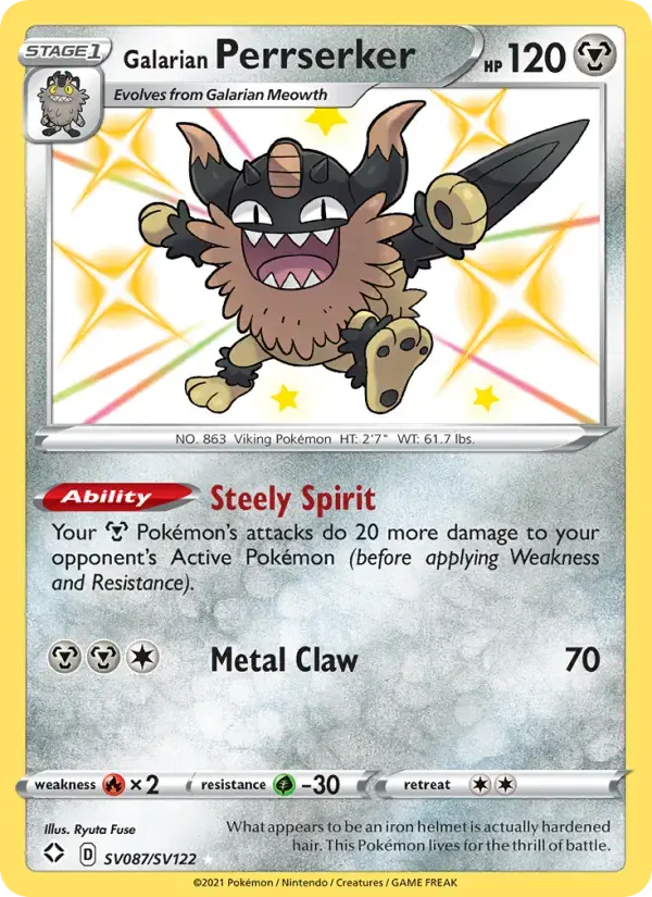 Galarian Perrserker #SV087 — Shining Fates