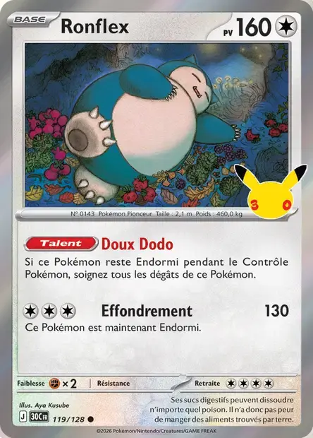 Carte Pokémon Ronflex #119 — 30ᵉ Anniversaire
