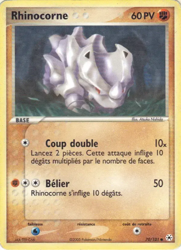 Carte Pokémon Rhinocorne #70 — Légendes Oubliées