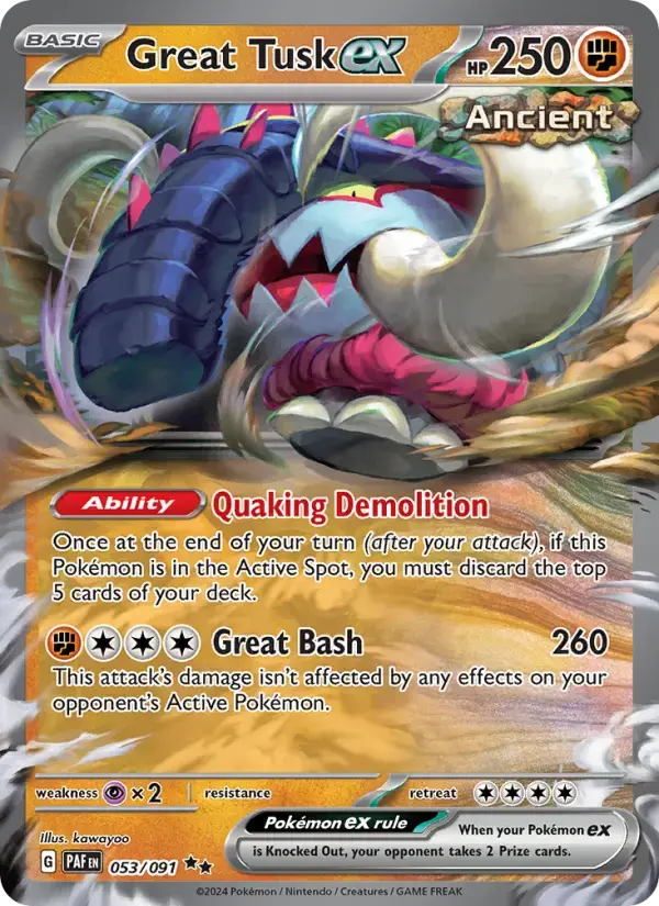 Great Tusk ex #053 — Paldean Fates