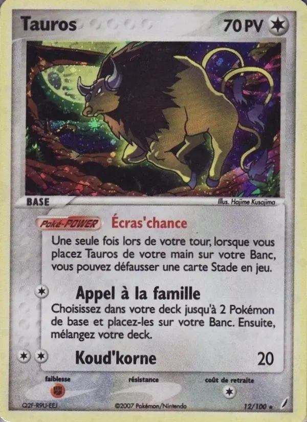 Carte Pokémon Tauros #12 — Gardiens de Cristal