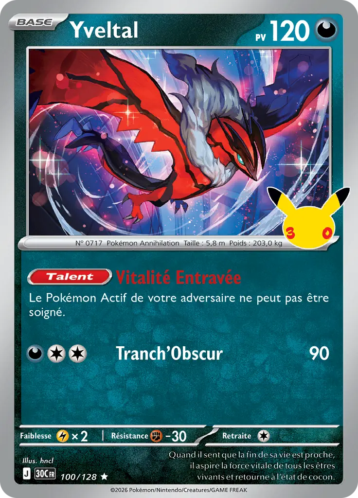 Carte Pokémon Yveltal #100 — 30ᵉ Anniversaire