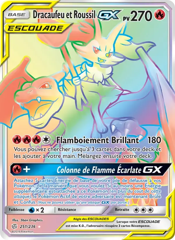 Carte Pokémon Dracaufeu et Roussil GX #251 — Éclipse Cosmique