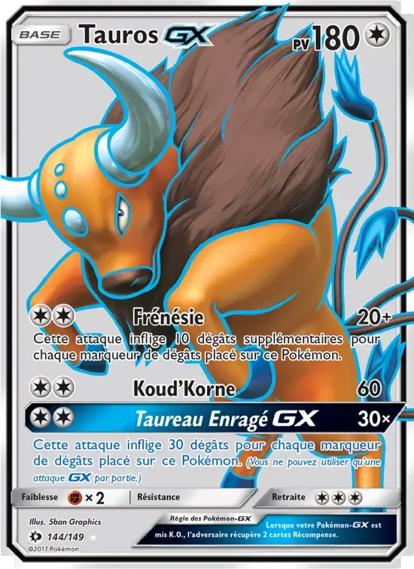 Carte Pokémon Tauros GX #144 — Soleil et Lune