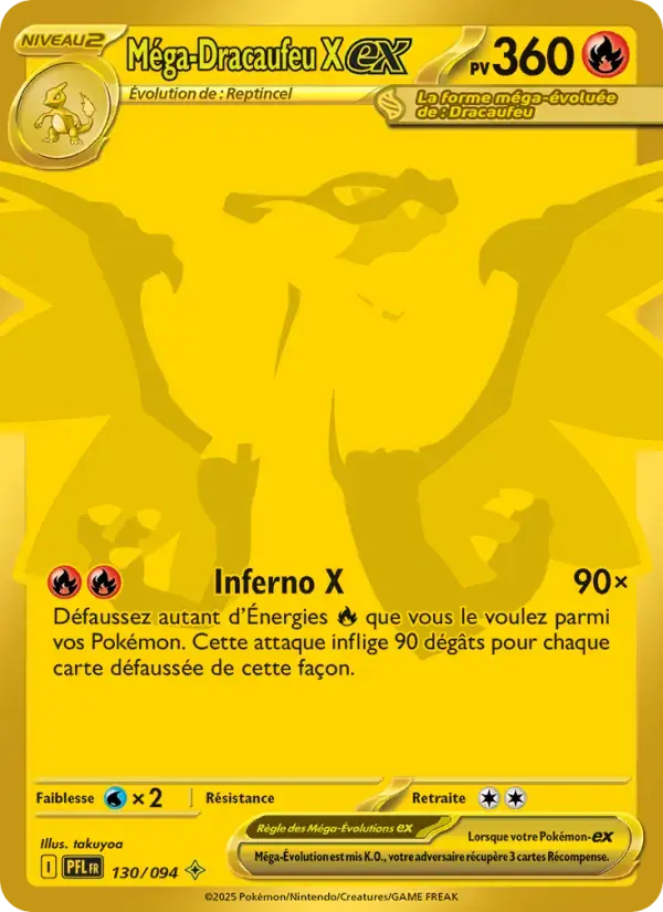 Carte Pokémon Méga-Dracaufeu X-ex #130 — Flammes Fantasmagoriques