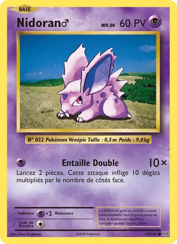 Carte Pokémon Nidoran♂ #43 — Évolutions XY