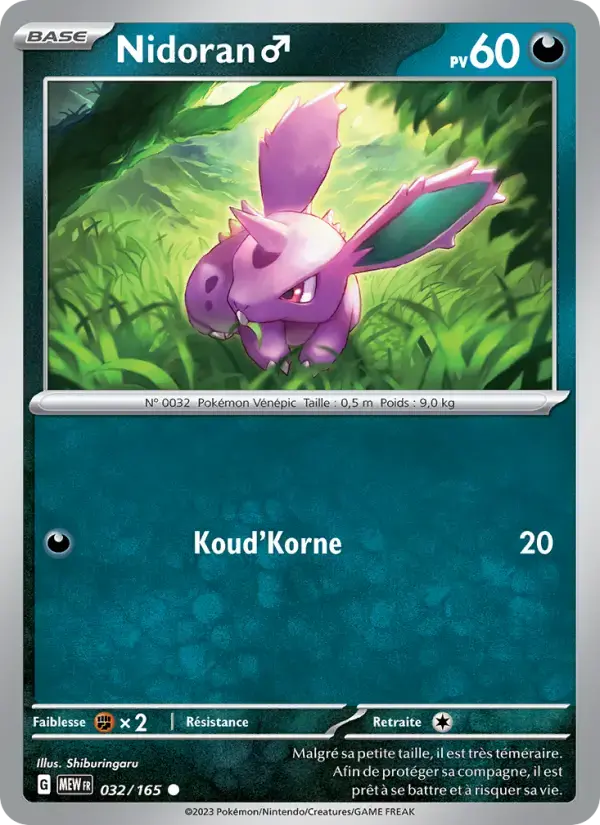 Carte Pokémon Nidoran♂ #032 — Pokémon 151