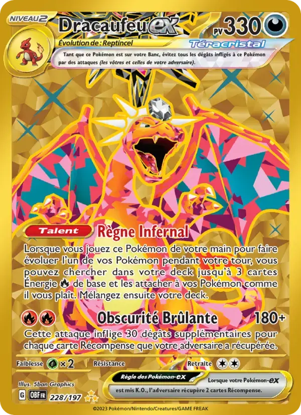 Carte Pokémon Dracaufeu-ex #228 — Flammes Obsidiennes