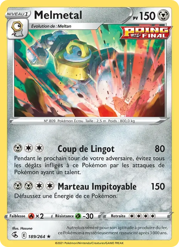 Carte Pokémon Melmetal #189 — Poing de Fusion