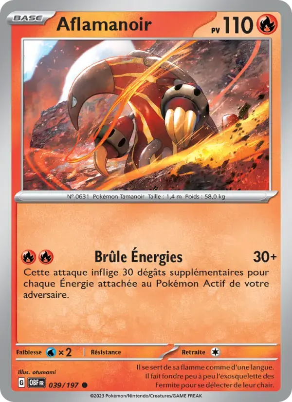 Carte Pokémon Aflamanoir #039 — Flammes Obsidiennes