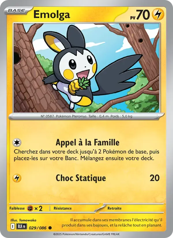 Carte Pokémon Emolga #029 — Foudre Noire