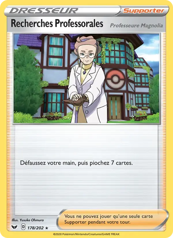 Carte Pokémon Recherches Professorales (Professeure Magnolia) #178 — Épée et Bouclier
