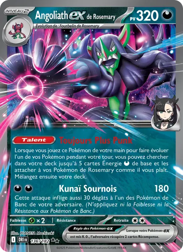 Carte Pokémon Angoliath-ex de Rosemary #136 — Rivalités Destinées