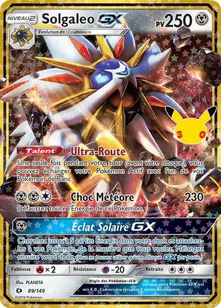 Carte Pokémon Solgaleo GX #89/149 — 30ᵉ Anniversaire