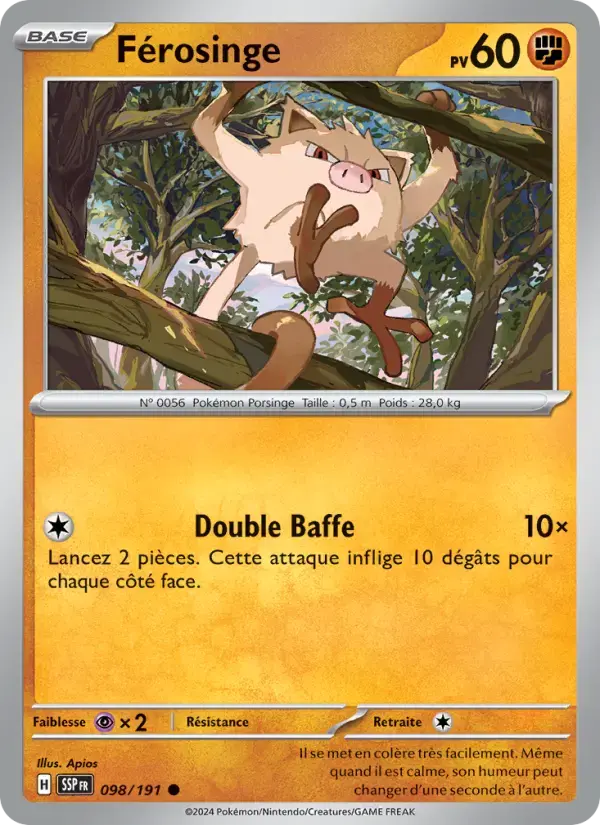 Carte Pokémon Férosinge #098 — Étincelles Déferlantes