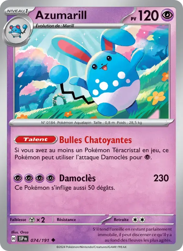 Carte Pokémon Azumarill #074 — Étincelles Déferlantes