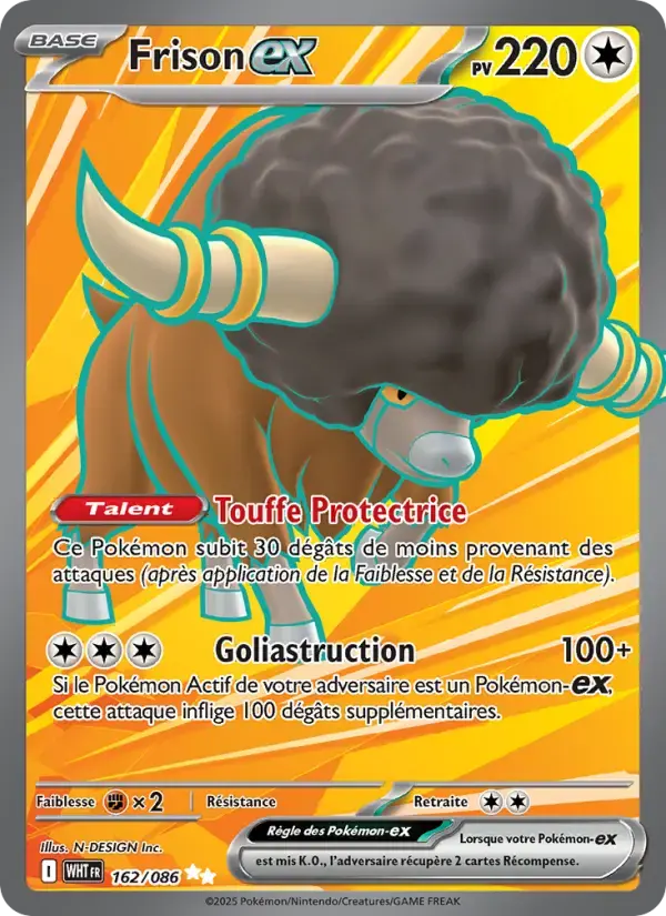 Carte Pokémon Frison-ex #162 — Flamme Blanche