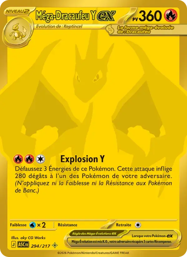 Carte Pokémon Méga-Dracaufeu Y-ex #294 — Héros Transcendants