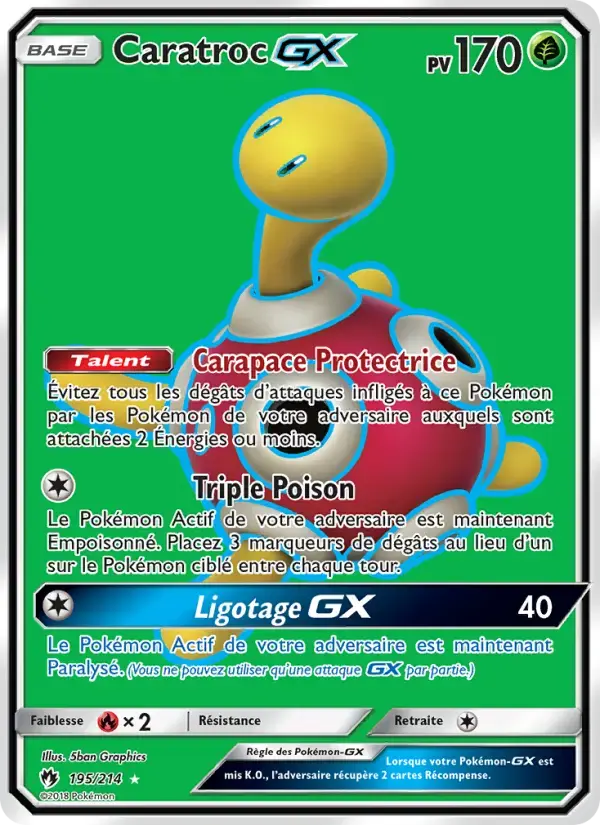 Carte Pokémon Caratroc GX #195 — Tonnerre Perdu