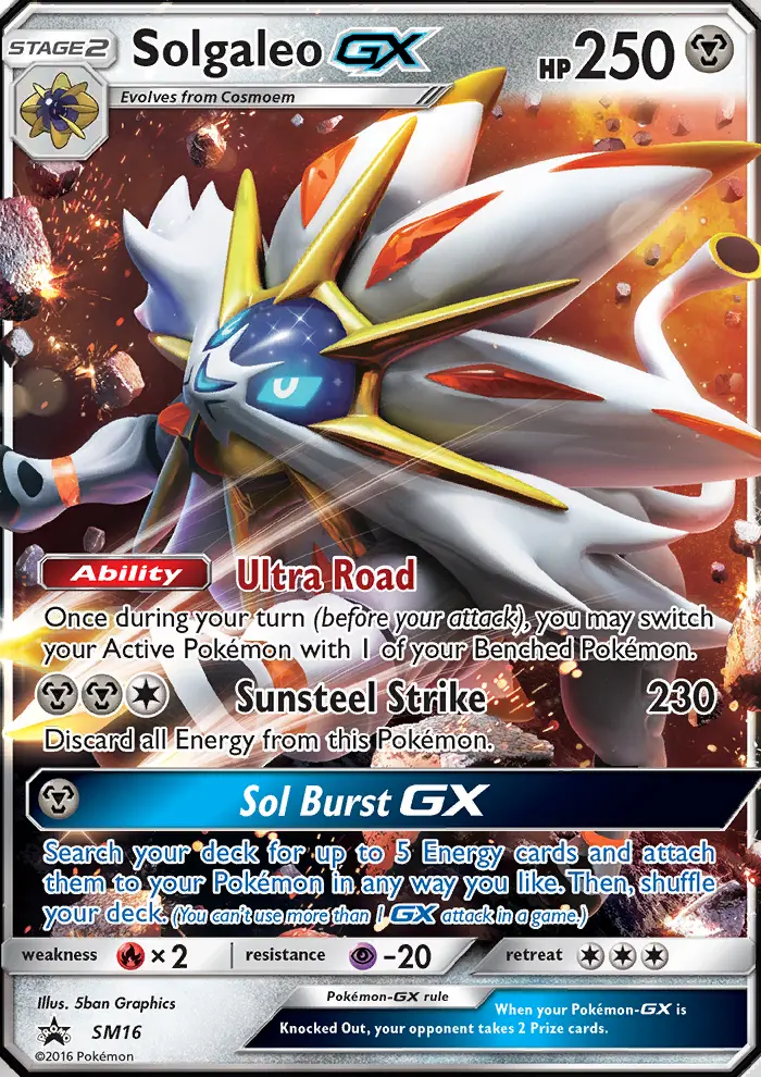 Carte Pokémon Solgaleo GX #SM16 — Promos Soleil et Lune