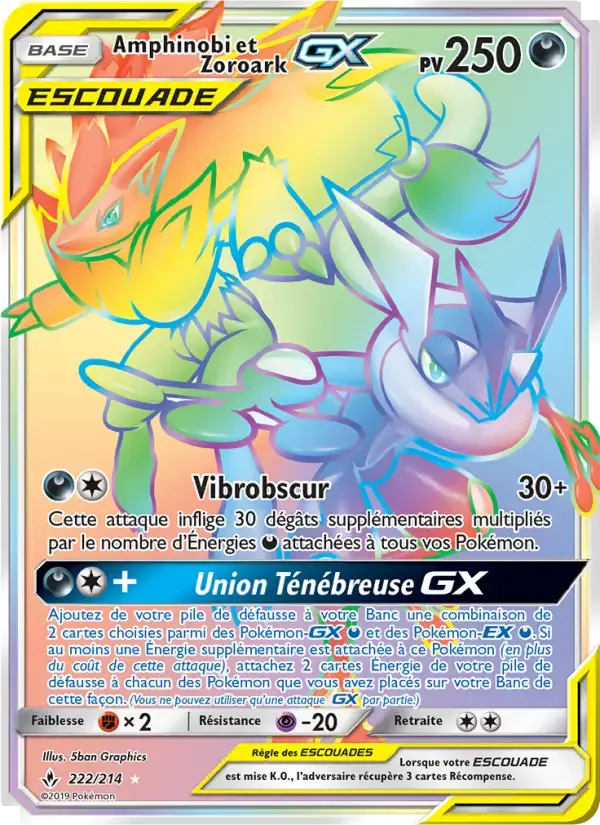 Carte Pokémon Amphinobi et Zoroark GX #222 — Alliance Infaillible