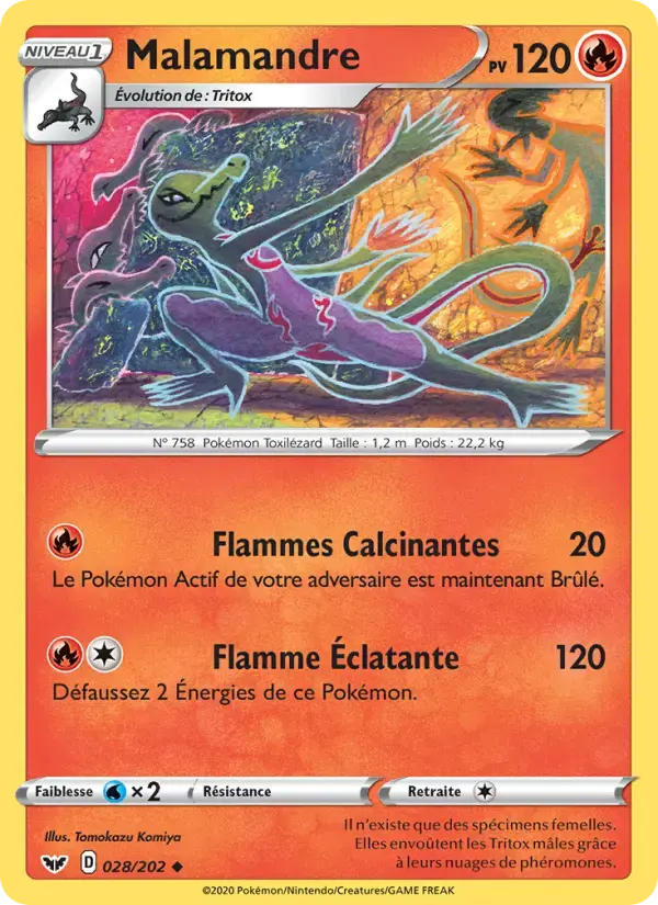 Carte Pokémon Malamandre #28 — Épée et Bouclier