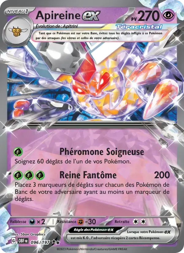 Carte Pokémon Apireine-ex #096 — Flammes Obsidiennes