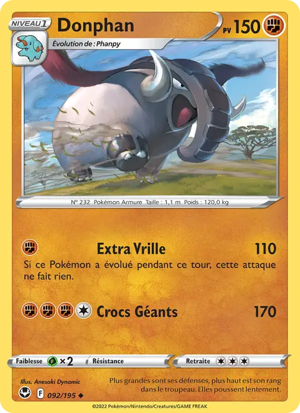 Carte Pokémon Donphan #092 — Tempête Argentée