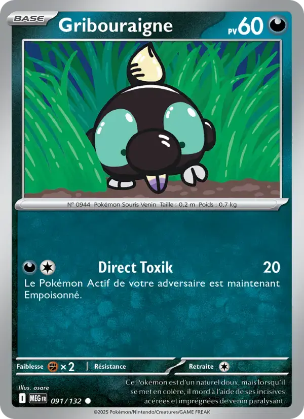 Carte Pokémon Gribouraigne #091 — Méga-Évolution
