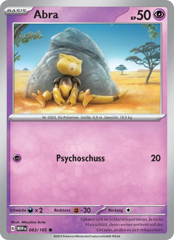 Carte Pokémon Abra #063 — Pokémon 151