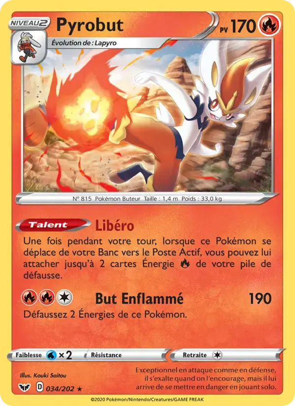 Carte Pokémon Pyrobut #34 — Épée et Bouclier